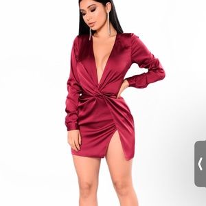 NWT Satin Burgundy Knot Dress